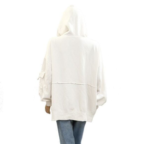 Anthropologie Daily Practice Base Weight Graphic Hoodie Ivory Top L NEW 284293 - Picture 5 of 6